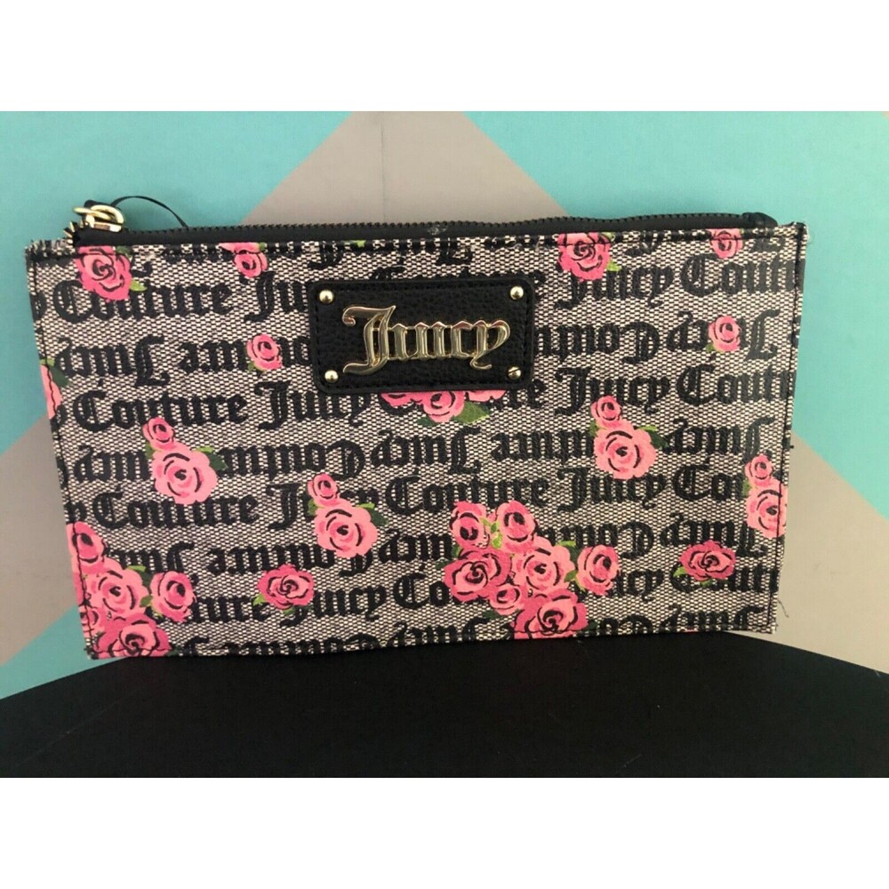 Juicy Couture Women's Wristlet Bag Floral Roses wallet clutch purse 201